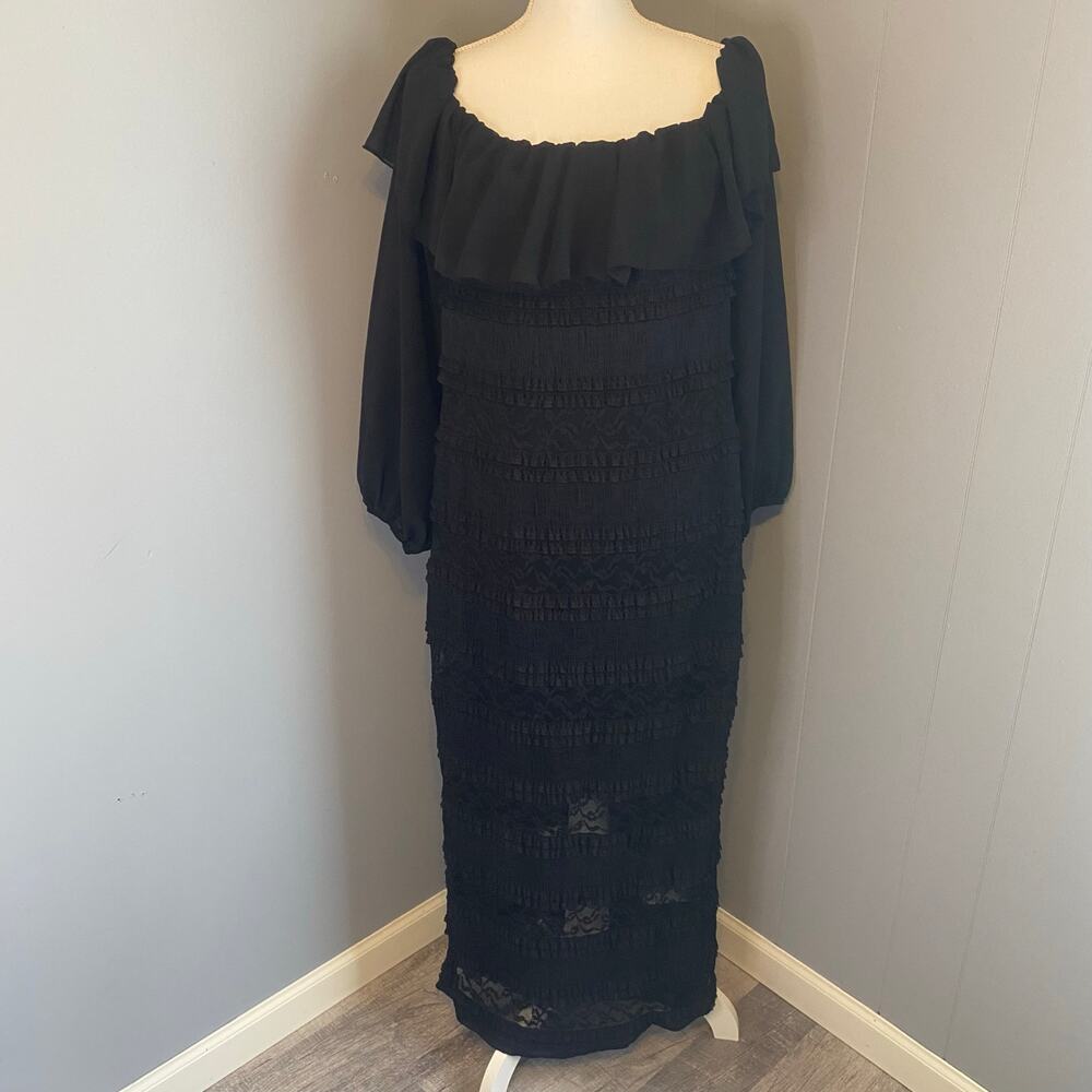 SHEIN Curve Black Off Shoulder Long Sleeve Dress 3XL